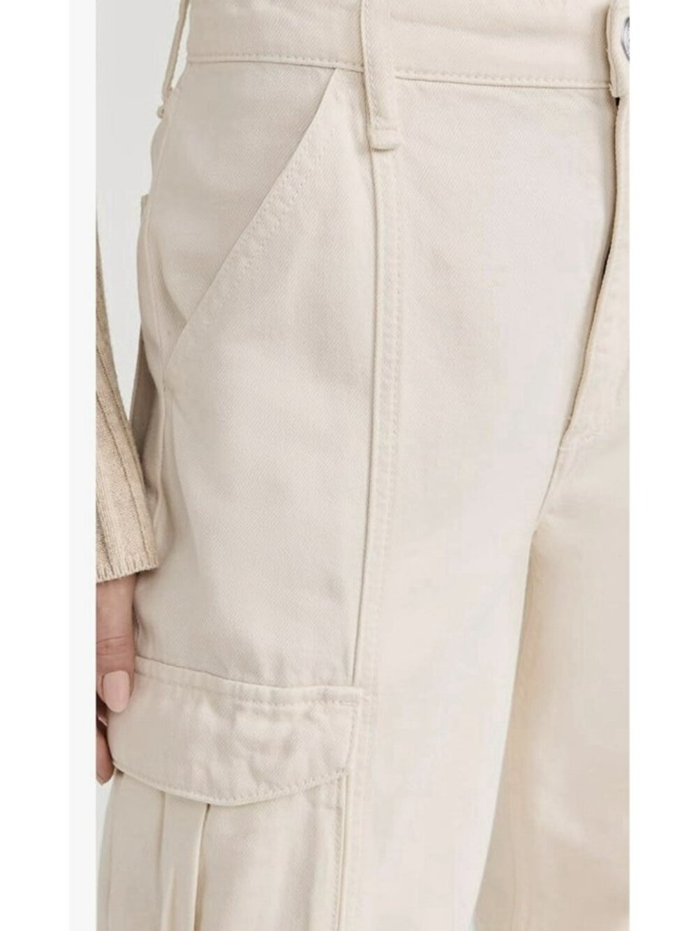 Rag & Bone Featherweight Cailyn Pants Womens Ecru Cream Denim Cargo Utility 27 - Picture 7 of 16